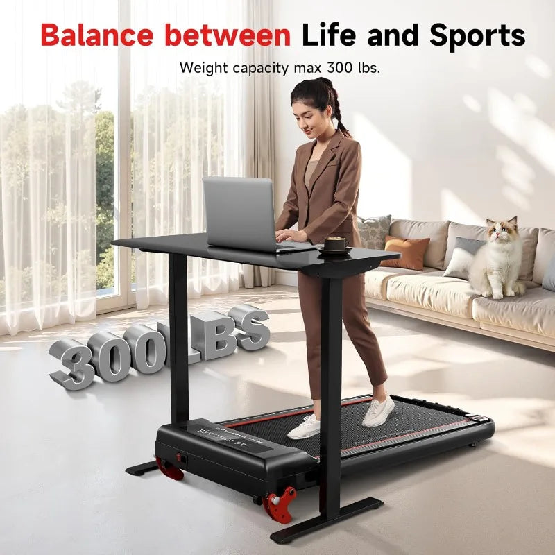 RHYTHM FUN Treadmill with Incline, Walking Pad with Handle Bar,300lbs Walking Pad with APP, Portable Folding Walking Treadmills