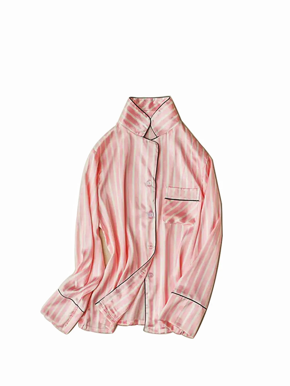 Pajama Sets Woman 7Pcs/Set Pyjamas Sexy Pink Striped Sleepwear Sumptuous Cute Loungewear