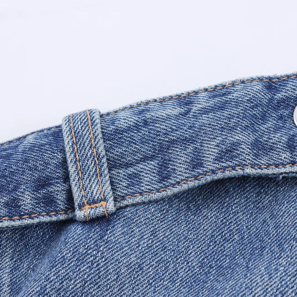 HH Women Denim Pant Sets Long Sleeves Belt Turn-Down Collar Coats+Loose Zipper Pockets High Waist Hemming Autumn Trousers