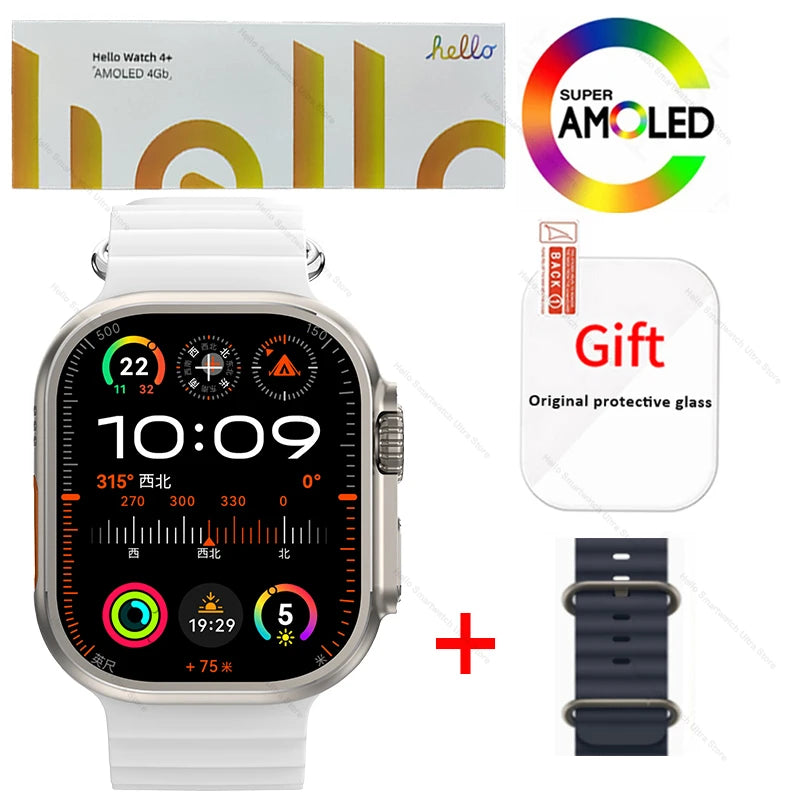 Smartwatch 2025 Original Hello Watch 4 Plus ULTRA 2 49mm 4G ROM NFC GPT GPS Compass Clock Bluetooth Call Smart Watch Men 3 Plus