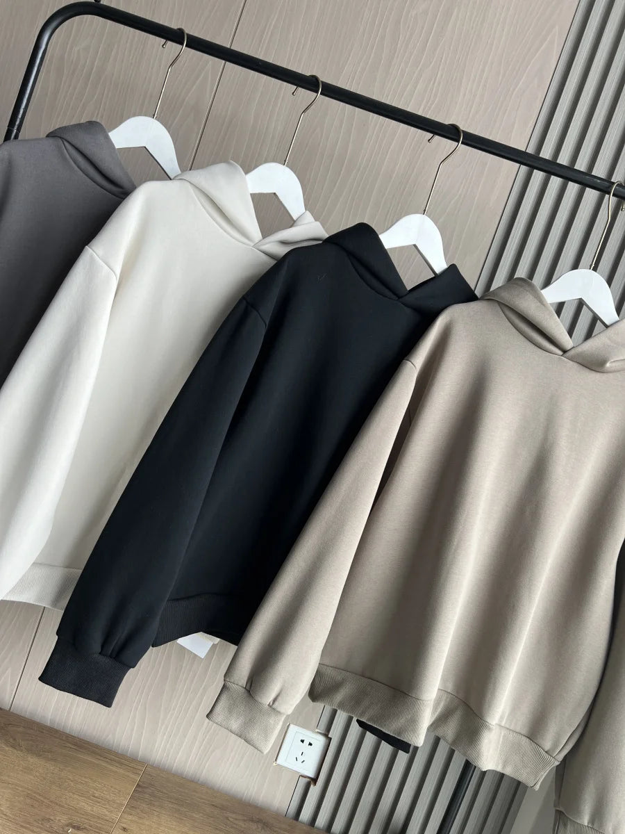 2025 Autumn/Winter new  women's multi-color selection classic simple all-in-one hooded loose long-sleeved hoodie sweatpants