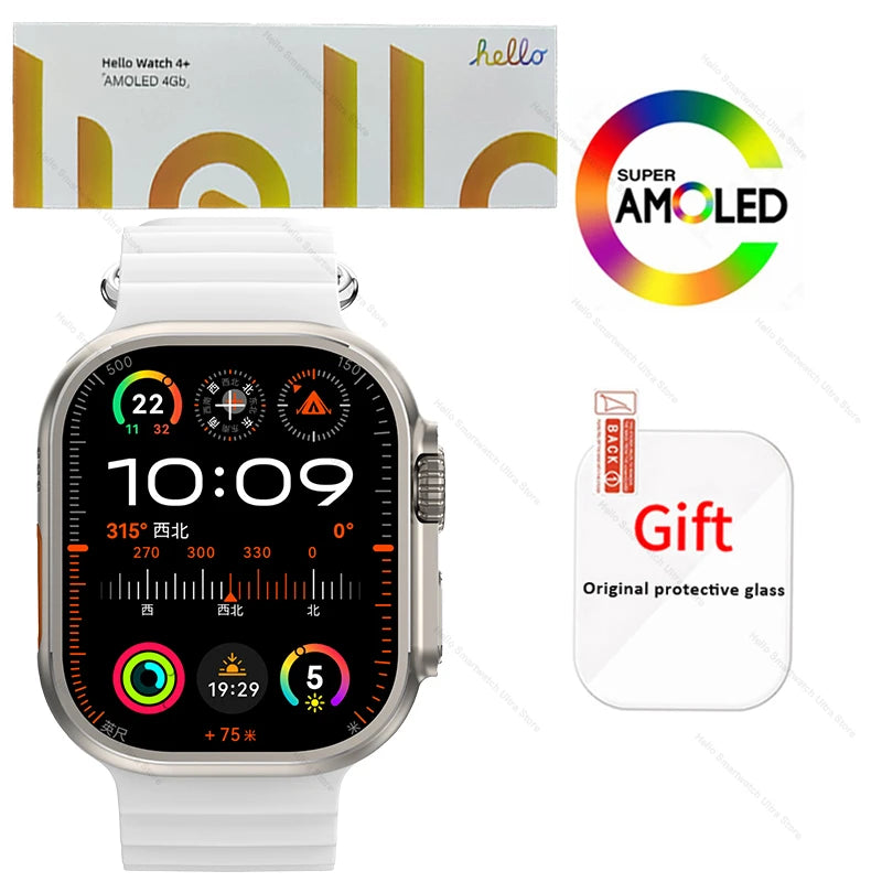 Smartwatch 2025 Original Hello Watch 4 Plus ULTRA 2 49mm 4G ROM NFC GPT GPS Compass Clock Bluetooth Call Smart Watch Men 3 Plus