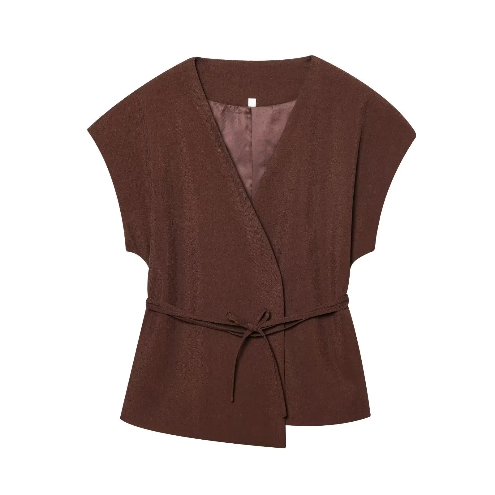 TFMLN Fashion Women's Trouser Suits Sleeveless V-Neck Top With Belt Straight Pants Sets 2025 Spring Summer Commuter 2 Piece Set
