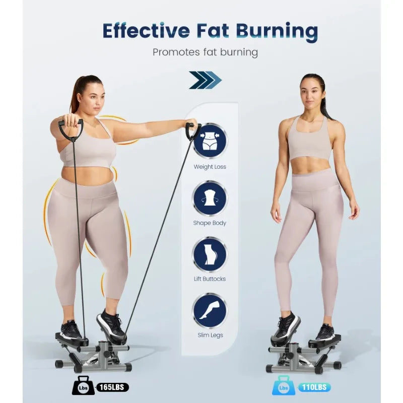 Opmukin Mini Steppers for Exercise, Mute The Sound with Resistance Bands, 331lbs Loading Capacity, Digital Monitor