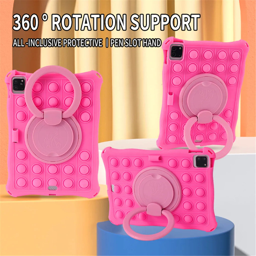 For iPad 10th Generation 2022 Case Soft Bubble Silicone Kids Cover For iPad 10 2022 Tablet 10.9 Inch Stand Case Shoulder Strap