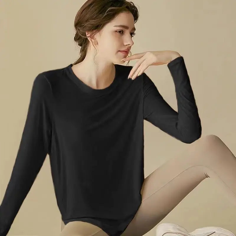 gym Sports Top T-shirt Women Yoga Clothing Running Loose Slim Quick Dry Training Long Sleeve Thin Blouse Fitness Tops Autumn Gym
