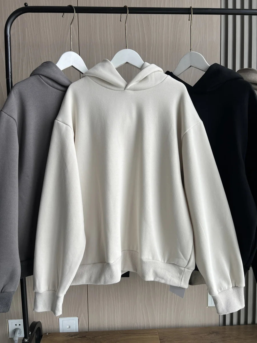 2025 Autumn/Winter new  women's multi-color selection classic simple all-in-one hooded loose long-sleeved hoodie sweatpants