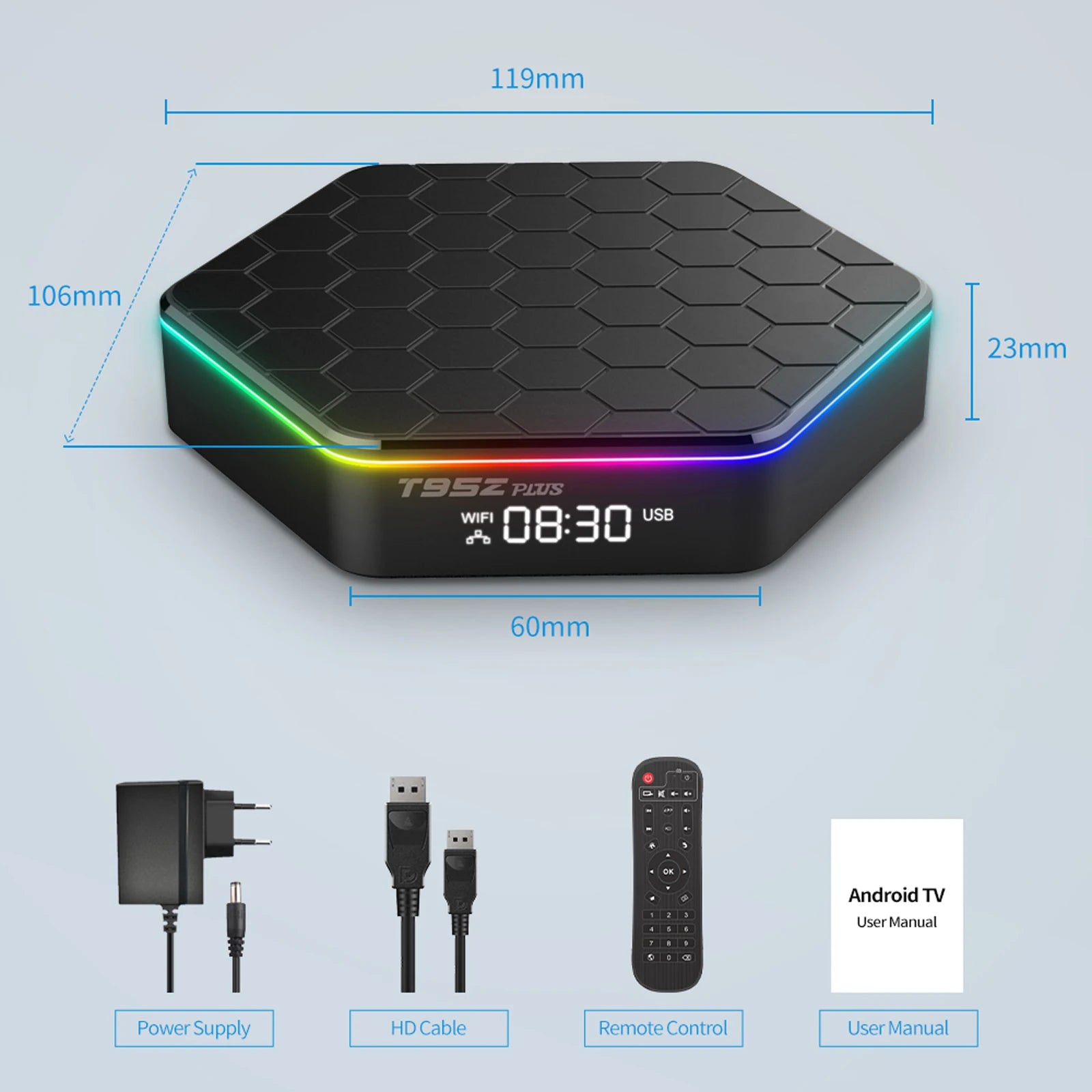 T95Z Plus Android 12.0 Smart TV Box Allwinner H618 Quad-core 4K Media Player 6K Decording H.265 VP9 Dual Band WiFi6 BT5.0 Digita