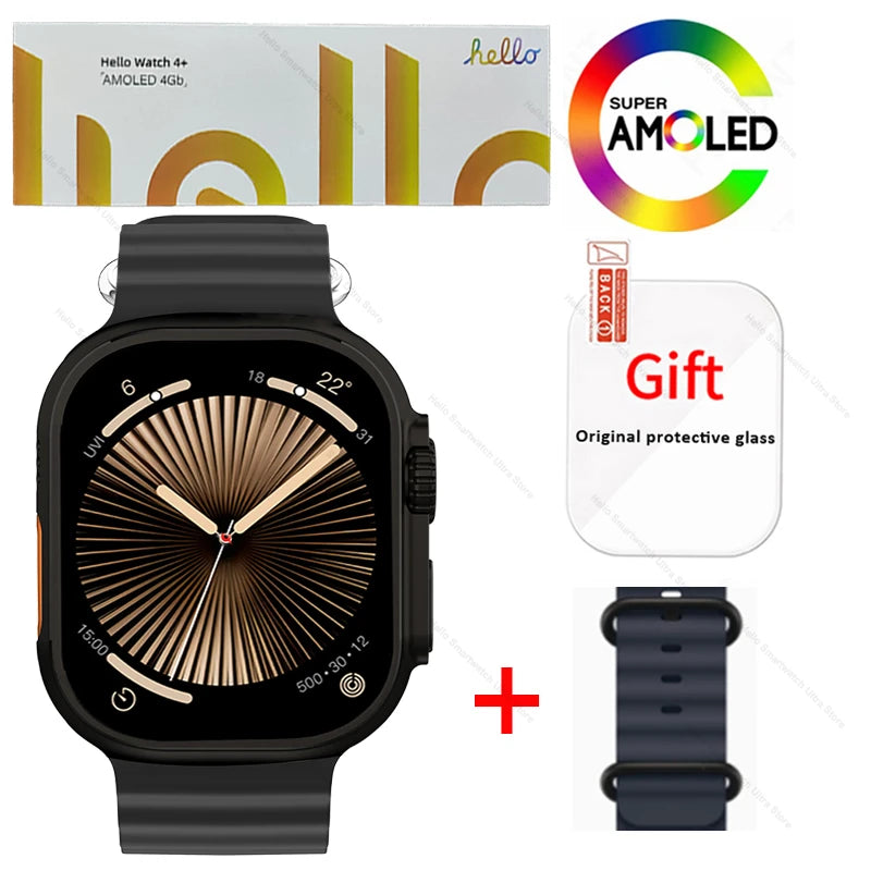 Smartwatch 2025 Original Hello Watch 4 Plus ULTRA 2 49mm 4G ROM NFC GPT GPS Compass Clock Bluetooth Call Smart Watch Men 3 Plus