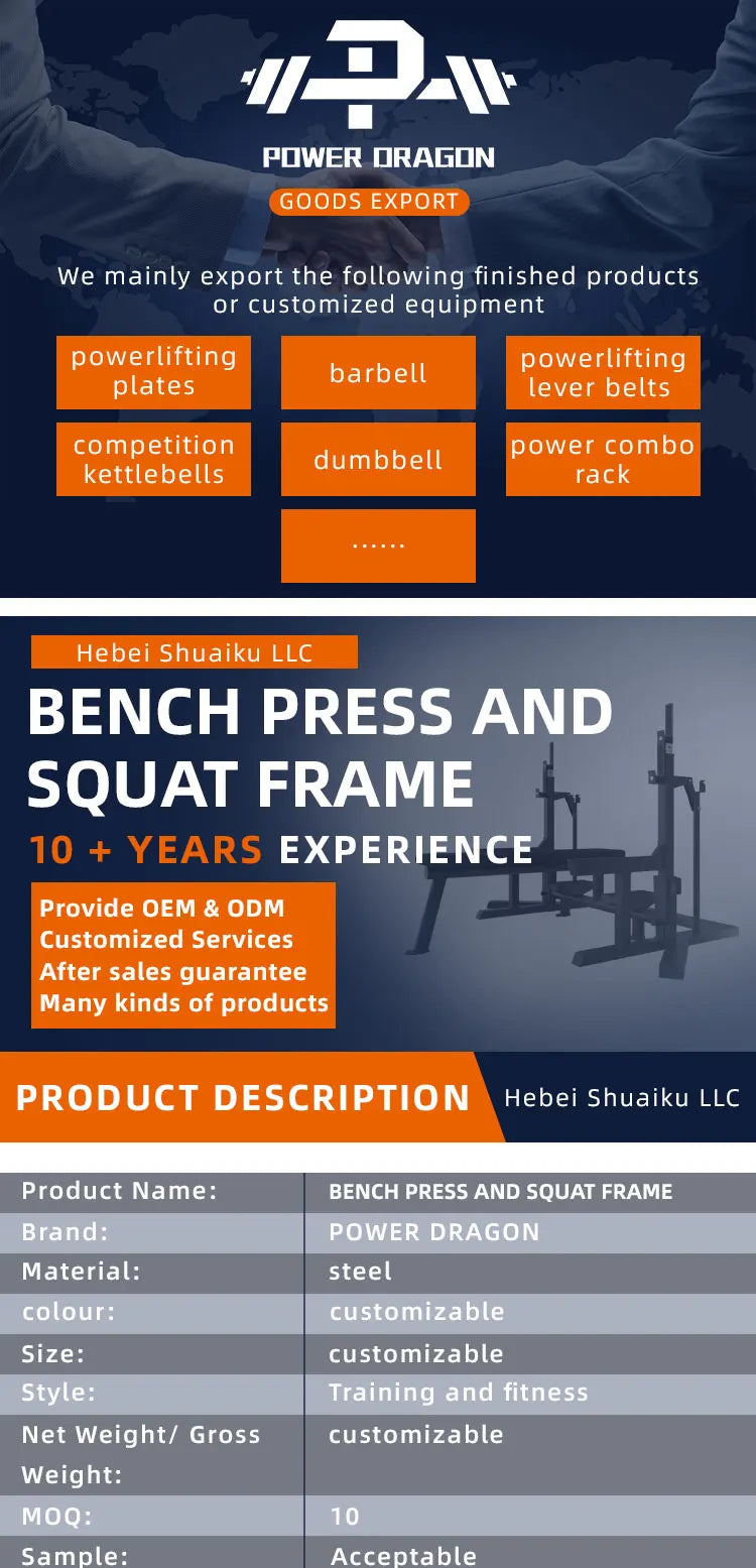 Gym Home Equipment Weightlifting Heavy Duty Adjustable Gym Bench IPF Combo Rack - Competition fitness accessories 2