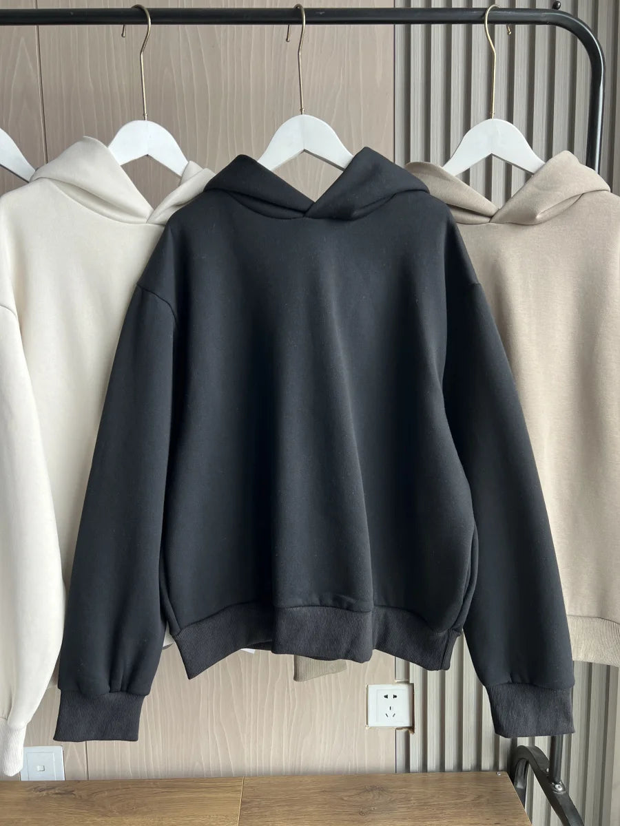 2025 Autumn/Winter new  women's multi-color selection classic simple all-in-one hooded loose long-sleeved hoodie sweatpants