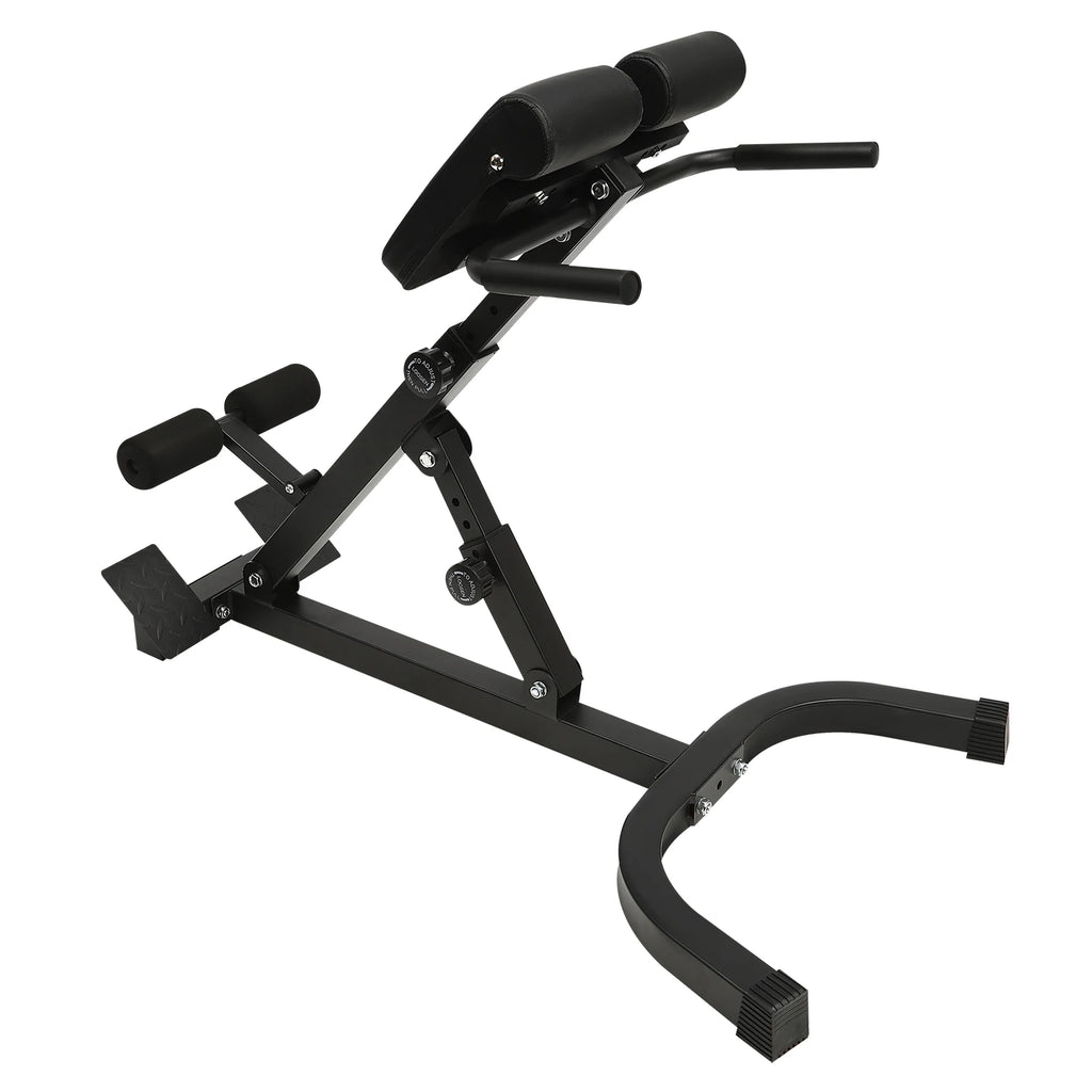 Multi-Functional Roman Chair Black Foam Rubber PU Sponge Steel for Full Body Workout