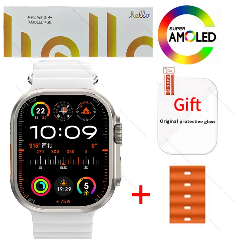 Smartwatch 2025 Original Hello Watch 4 Plus ULTRA 2 49mm 4G ROM NFC GPT GPS Compass Clock Bluetooth Call Smart Watch Men 3 Plus
