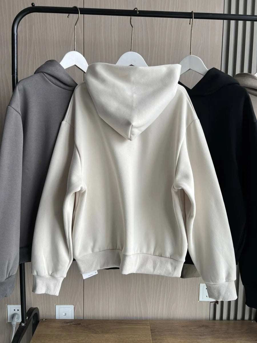 2025 Autumn/Winter new  women's multi-color selection classic simple all-in-one hooded loose long-sleeved hoodie sweatpants