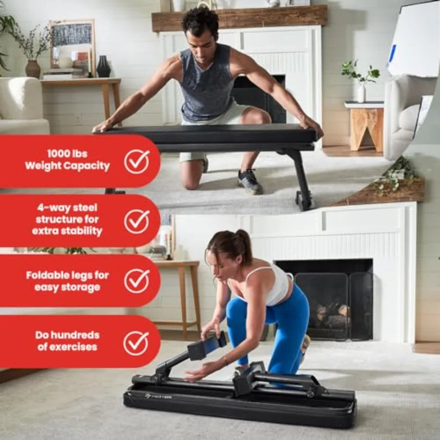 Gym Quality Foldable Flat Bench for Multi-Purpose Weight Training and Ab Exercises