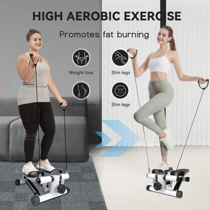 Opmukin Mini Steppers for Exercise, Mute The Sound with Resistance Bands, 331lbs Loading Capacity, Digital Monitor