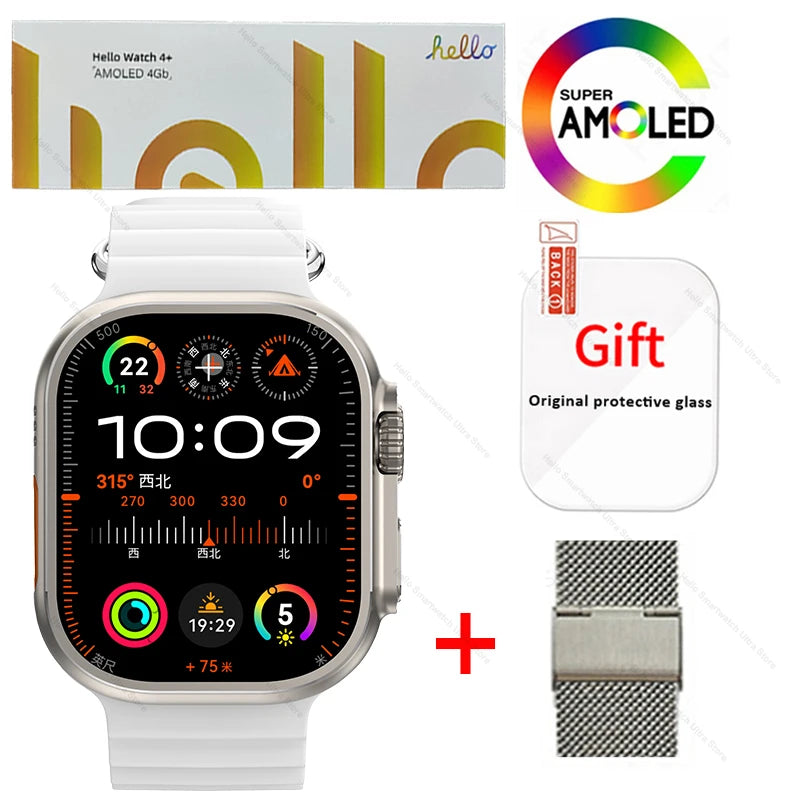 Smartwatch 2025 Original Hello Watch 4 Plus ULTRA 2 49mm 4G ROM NFC GPT GPS Compass Clock Bluetooth Call Smart Watch Men 3 Plus