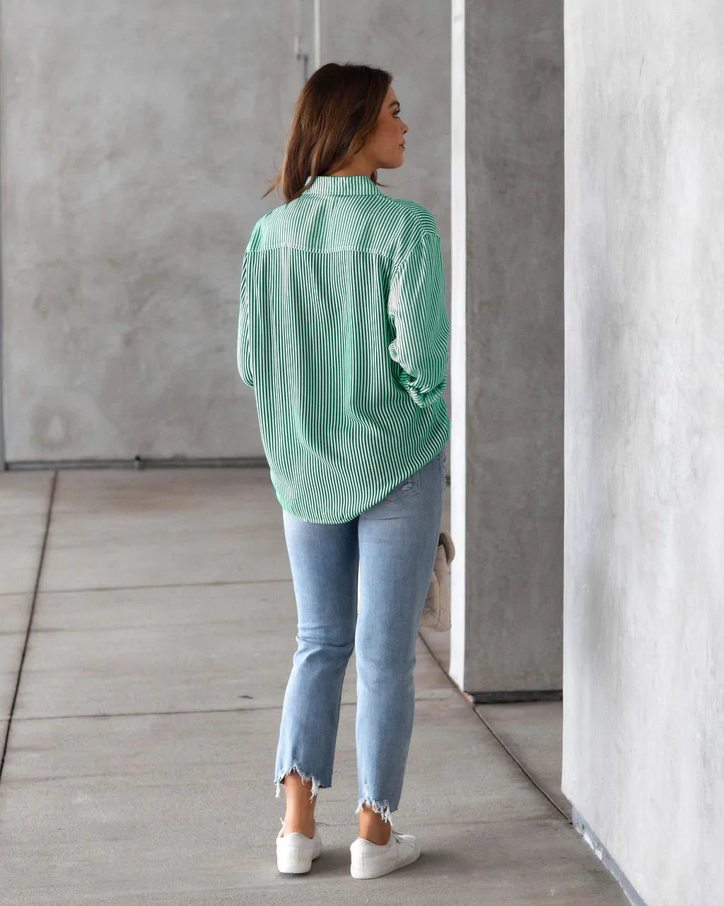 Loose Striped Women's Top, Elegant Long Sleeved Lapel Top, Oversized Cotton Casual Top, Novelty Of 2025 Shirts & Blouses Blusas