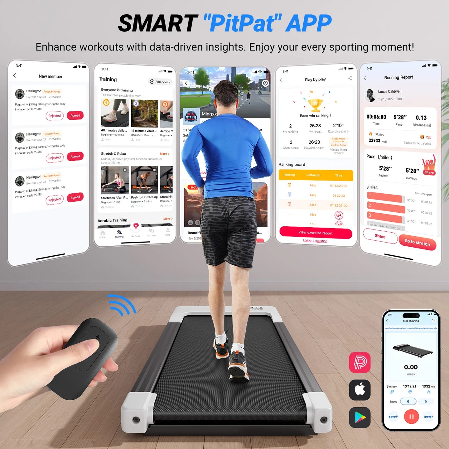 Walking Pad Under Desk Treadmill 2 in 1 Portable Treadmill with Remote Control LED Display 2.5HP Walkingpad for Home&Office