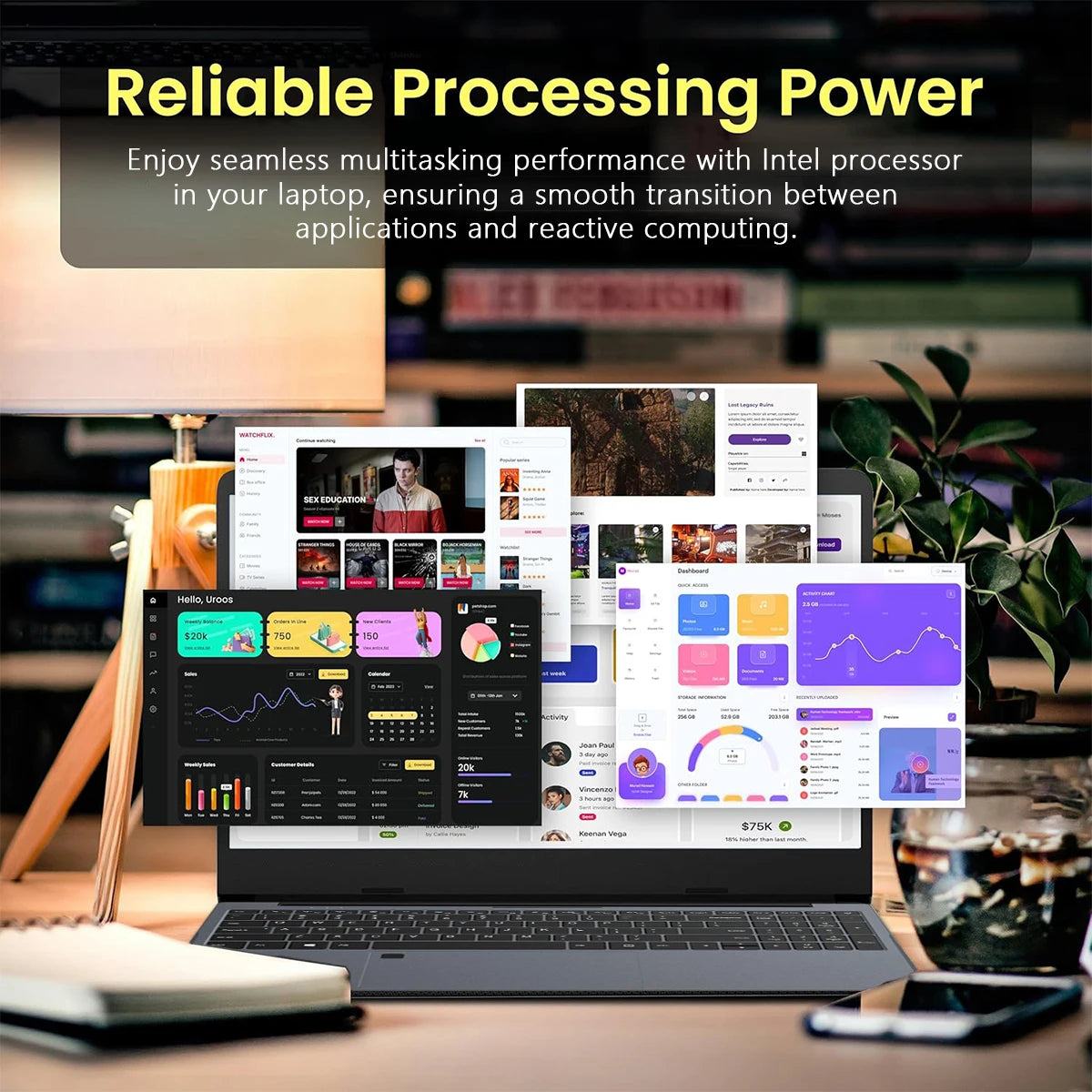 ACEKAMAS 15.6" Computer Laptop Intel Core i7 6500U Windows 11 Pro Gamer Laptops Office Study 16GB DDR4 1TB SSD 1080P Notebook PC