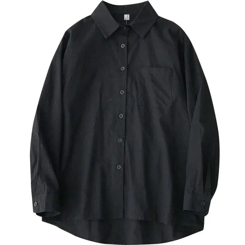 New 2022 Design Sensibility Women's Long Sleeve Black Shirt Underbase Top Korean Style Lapel Spring Autumn Fashion Clothing