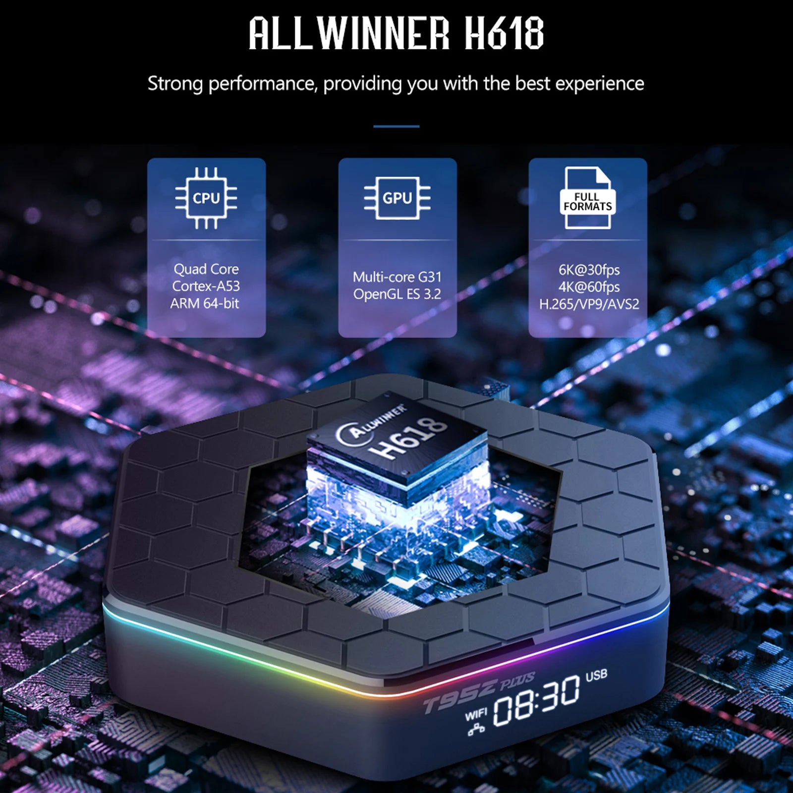 T95Z Plus Android 12.0 Smart TV Box Allwinner H618 Quad-core 4K Media Player 6K Decording H.265 VP9 Dual Band WiFi6 BT5.0 Digita