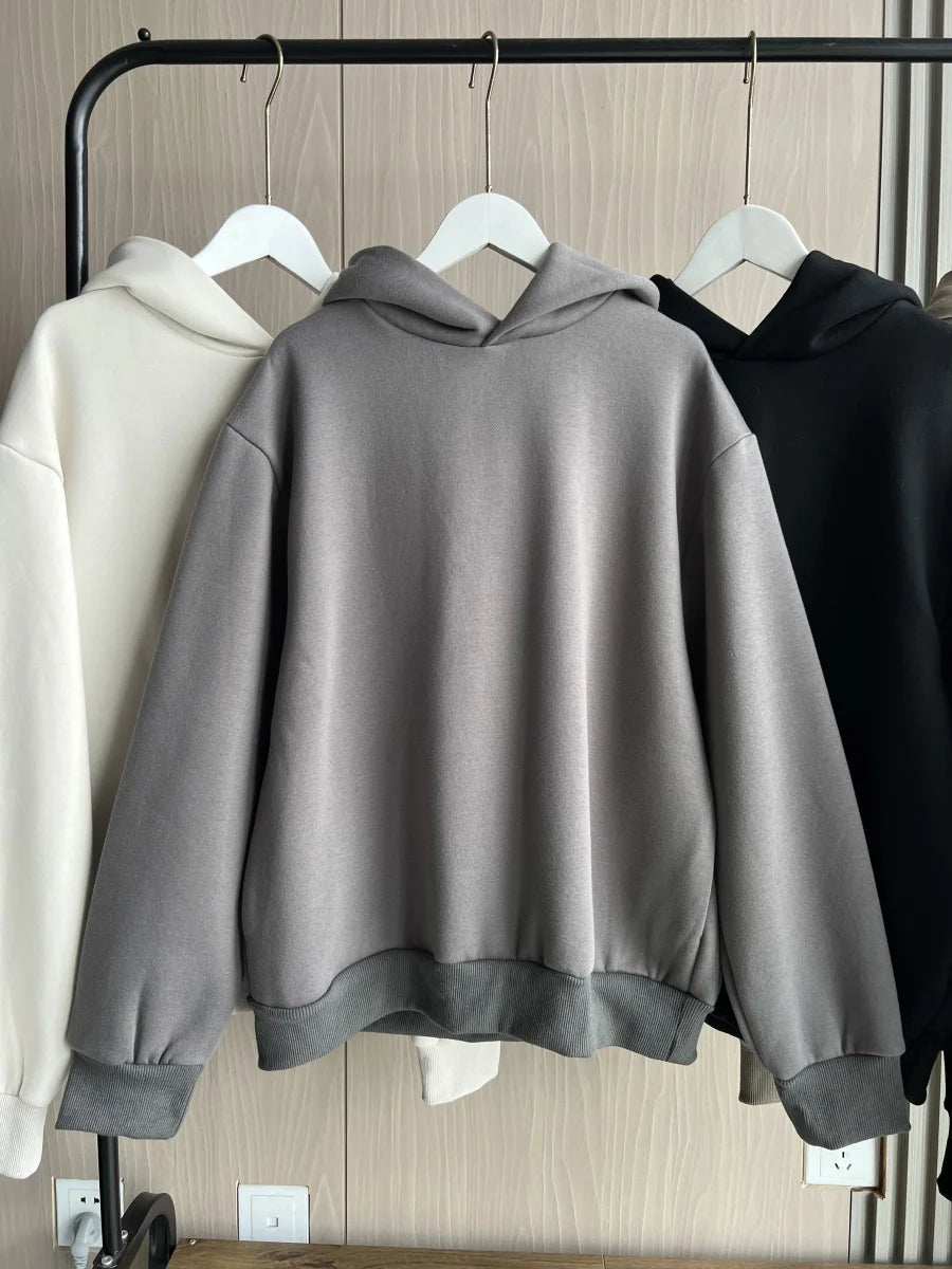 2025 Autumn/Winter new  women's multi-color selection classic simple all-in-one hooded loose long-sleeved hoodie sweatpants