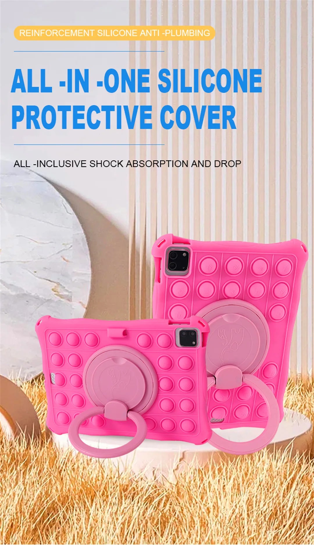 For iPad 10th Generation 2022 Case Soft Bubble Silicone Kids Cover For iPad 10 2022 Tablet 10.9 Inch Stand Case Shoulder Strap