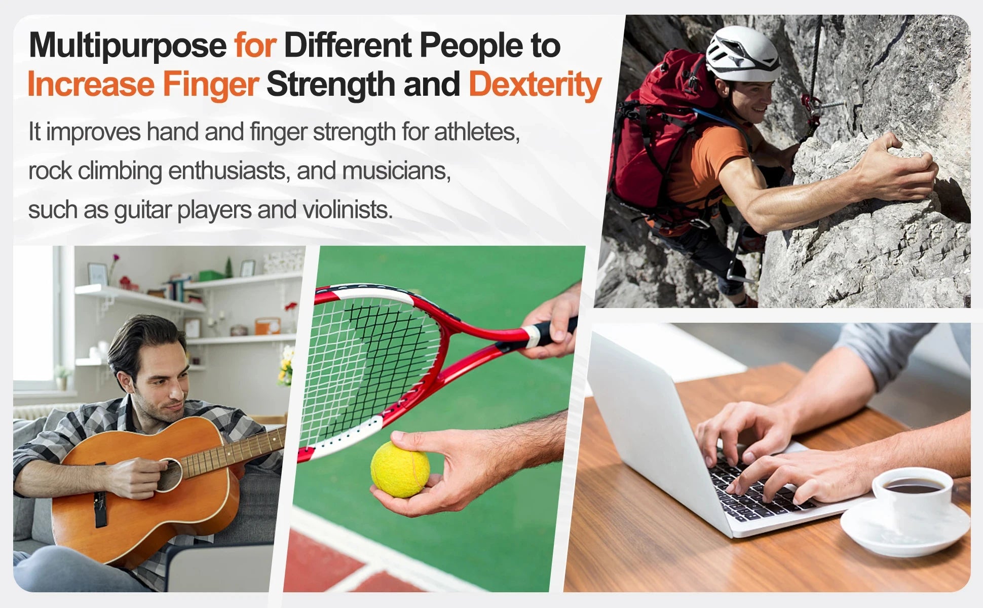5Pcs Grip Trainer Kit Adjustable Hand Gripper,Finger/Hand Strength Exercisers,Stress Ball,Forearm Ring for Muscle Build Fitness