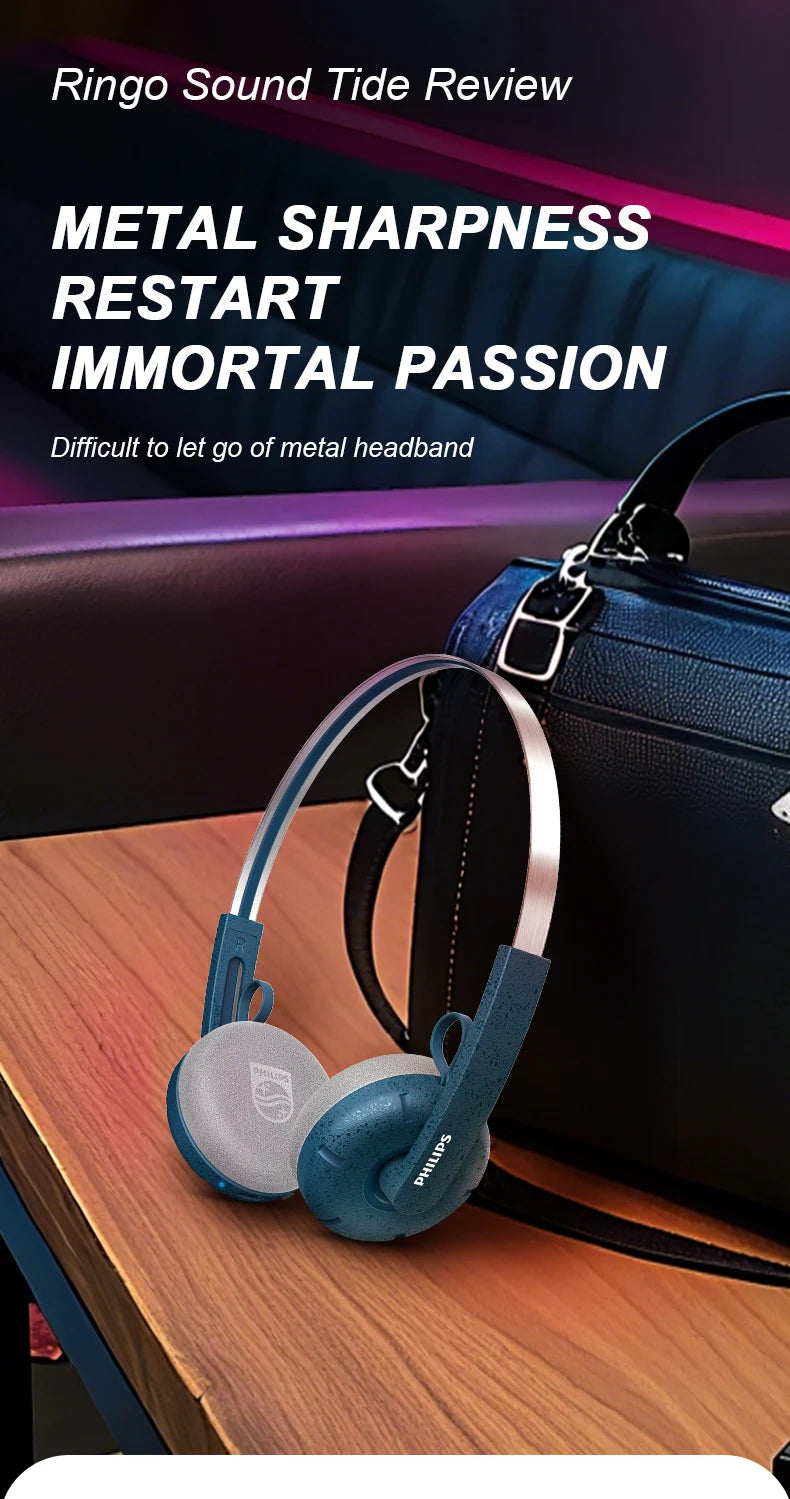 PHILIPS TAH 2000 over-ear wireless Bluetooth headphones feature a retro design  smart noise-cancelling headphones for calls