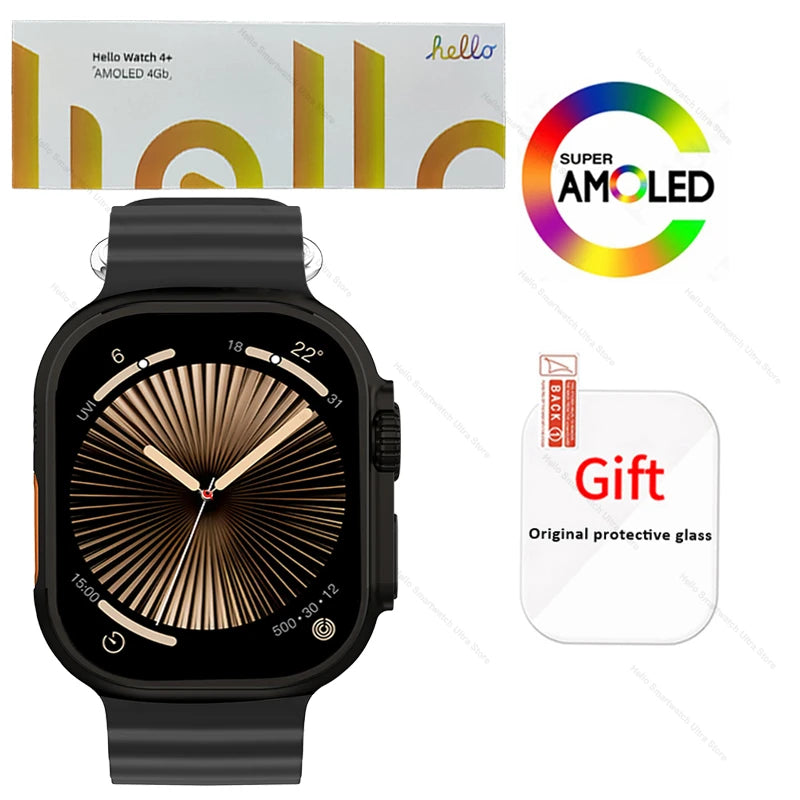 Smartwatch 2025 Original Hello Watch 4 Plus ULTRA 2 49mm 4G ROM NFC GPT GPS Compass Clock Bluetooth Call Smart Watch Men 3 Plus