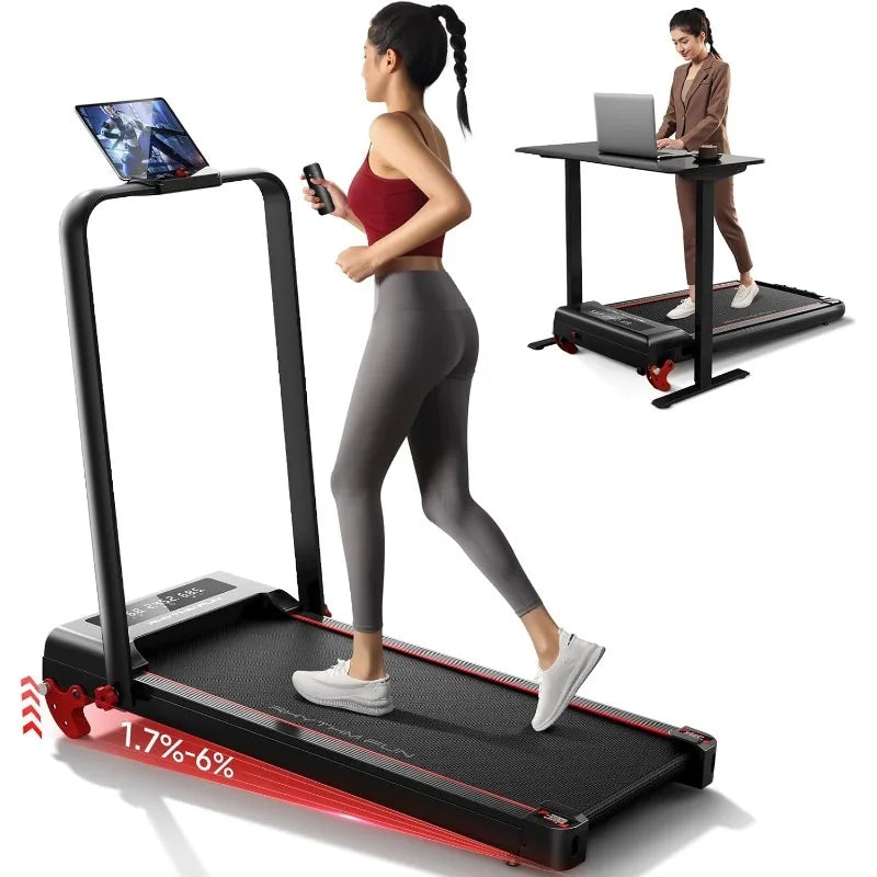 RHYTHM FUN Treadmill with Incline, Walking Pad with Handle Bar,300lbs Walking Pad with APP, Portable Folding Walking Treadmills