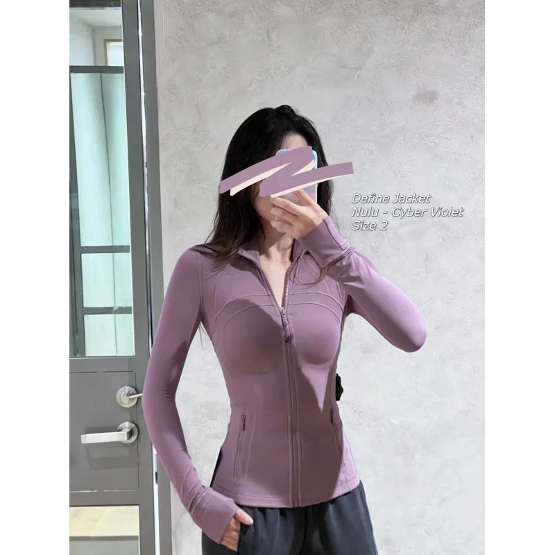 Yoga Clothes Women Define Jacket With Logo Wear Long Sleeve Full Zipper Sports Gym Workout Clothing Slim Fit Dupes Athletic