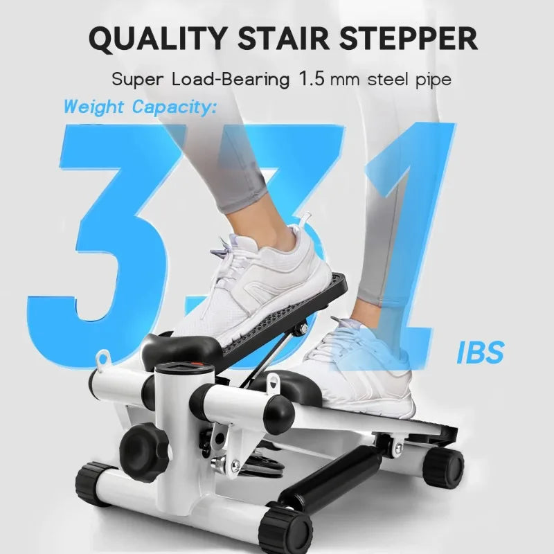 Opmukin Mini Steppers for Exercise, Mute The Sound with Resistance Bands, 331lbs Loading Capacity, Digital Monitor