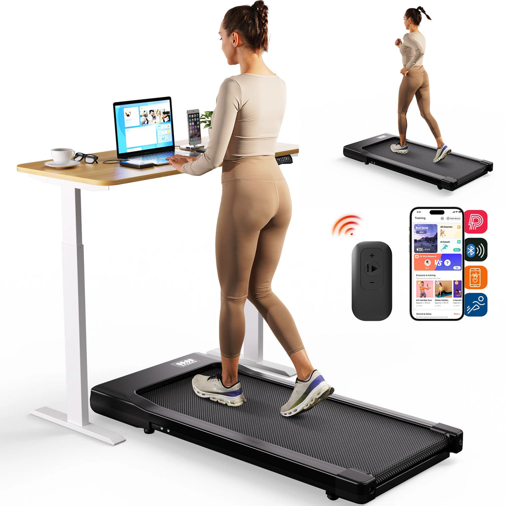 Walking Pad Under Desk Treadmill 2 in 1 Portable Treadmill with Remote Control LED Display 2.5HP Walkingpad for Home&Office