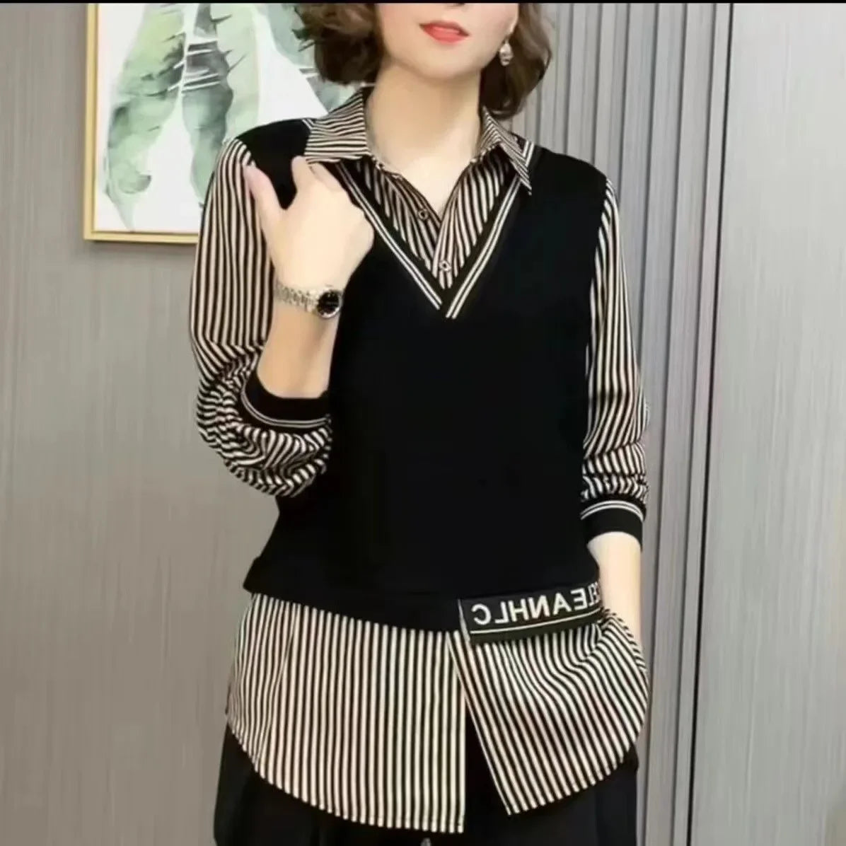 Loose Women's Shirt Mommy Style Spring Summer Fashion Middle-Aged And Elderly Women's Loose Fit Button-Up Top for Mothers