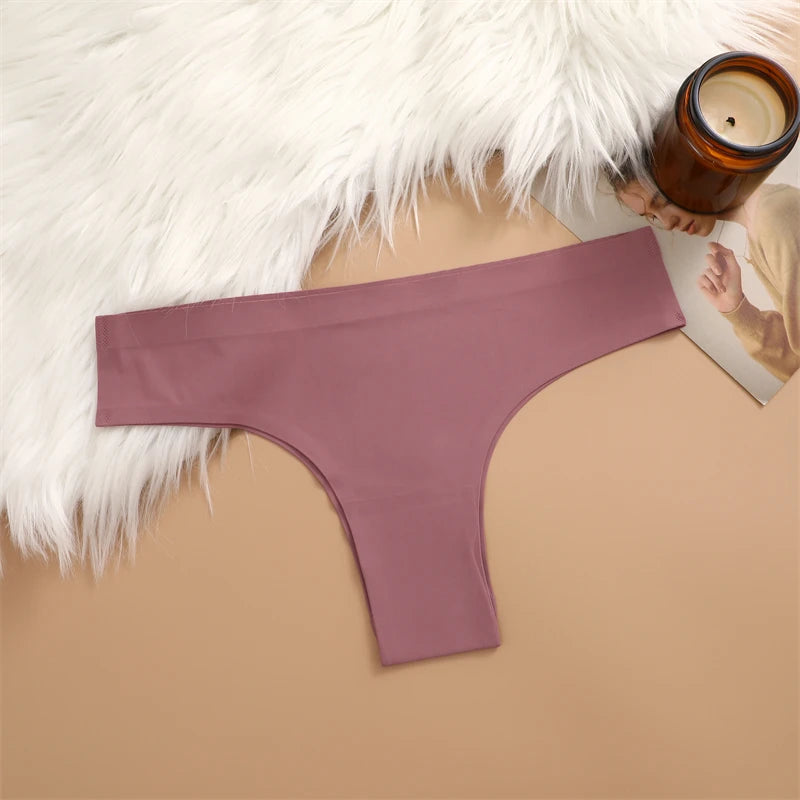 3PCS Seamless Maillard Panties Ultra-thin Brazilian panties Women Ice Silk Underwear Sexy Panty Low Waist G-string Female Solid