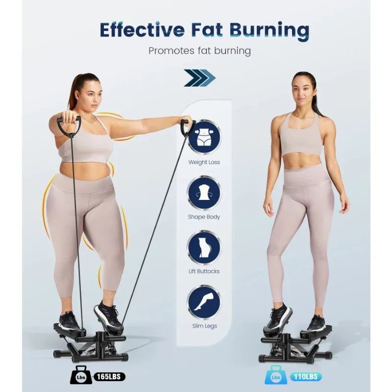 Opmukin Mini Steppers for Exercise, Mute The Sound with Resistance Bands, 331lbs Loading Capacity, Digital Monitor