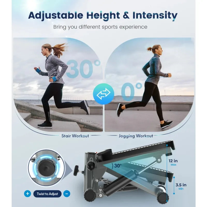 Opmukin Mini Steppers for Exercise, Mute The Sound with Resistance Bands, 331lbs Loading Capacity, Digital Monitor