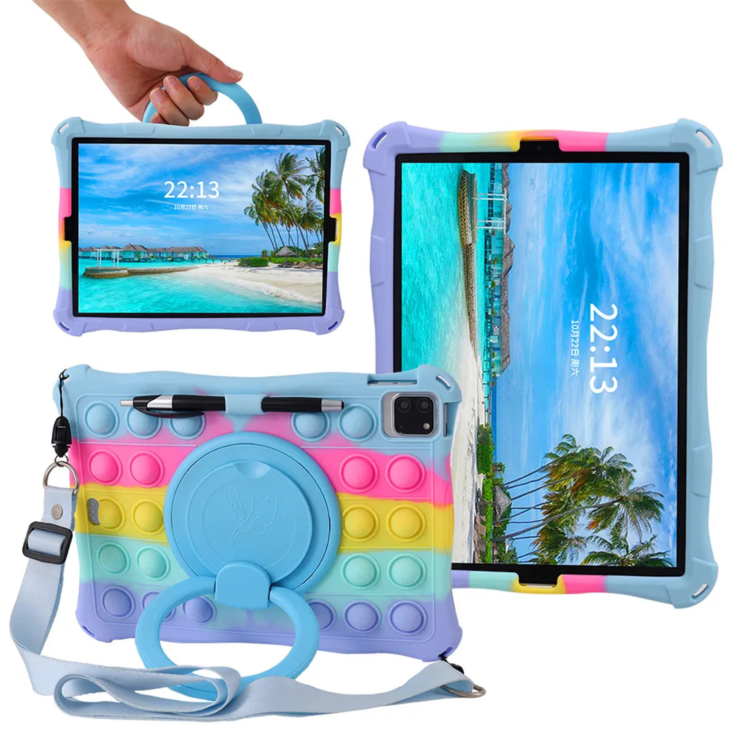 For iPad 10th Generation 2022 Case Soft Bubble Silicone Kids Cover For iPad 10 2022 Tablet 10.9 Inch Stand Case Shoulder Strap