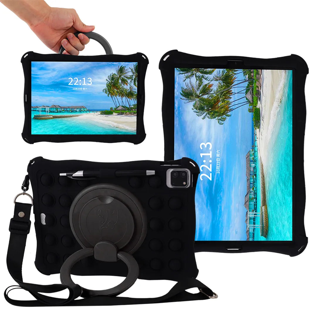 For iPad 10th Generation 2022 Case Soft Bubble Silicone Kids Cover For iPad 10 2022 Tablet 10.9 Inch Stand Case Shoulder Strap