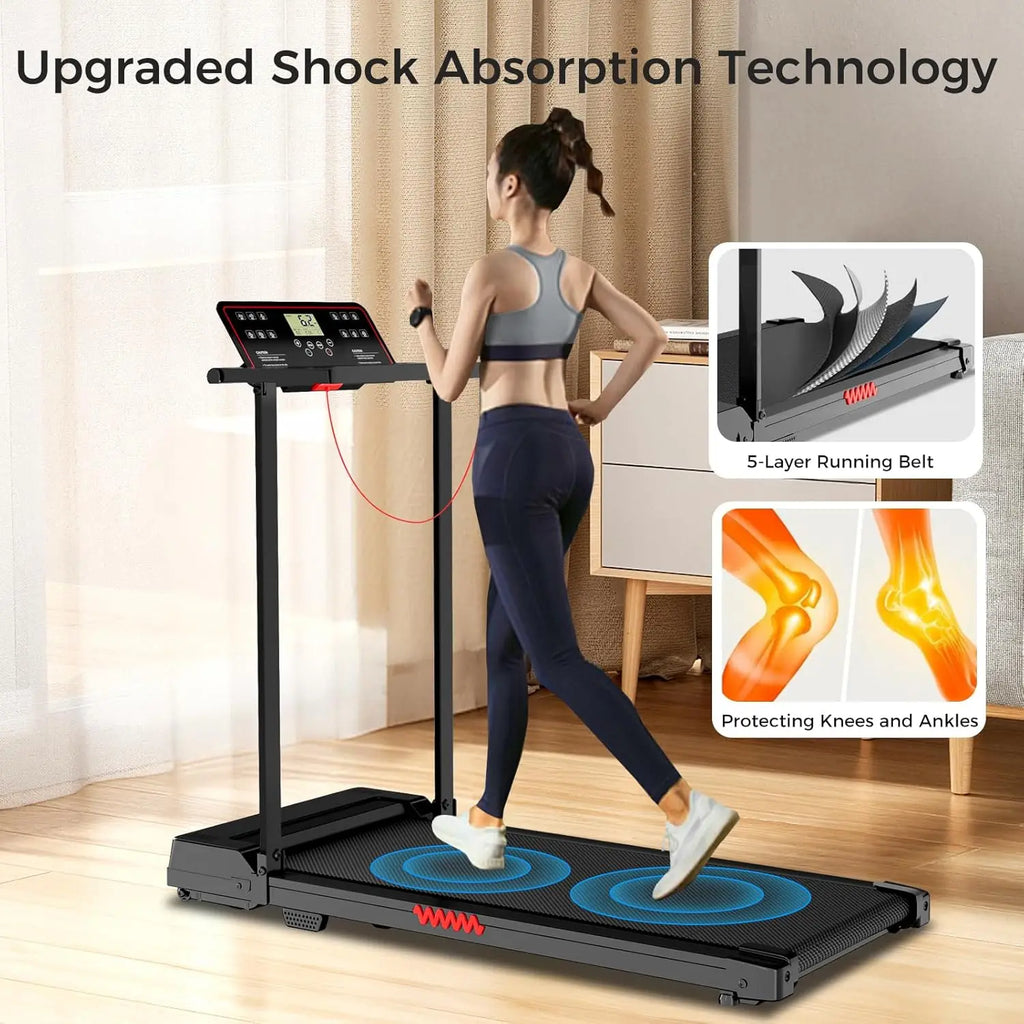 Treadmill with Handles, Treadmills for Small Spaces, 3.0HP Walking Pad Treadmills with Handle Bar & LED Display, Treadmill