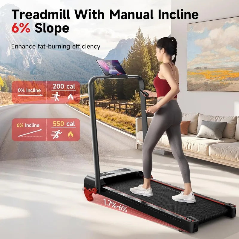 RHYTHM FUN Treadmill with Incline, Walking Pad with Handle Bar,300lbs Walking Pad with APP, Portable Folding Walking Treadmills