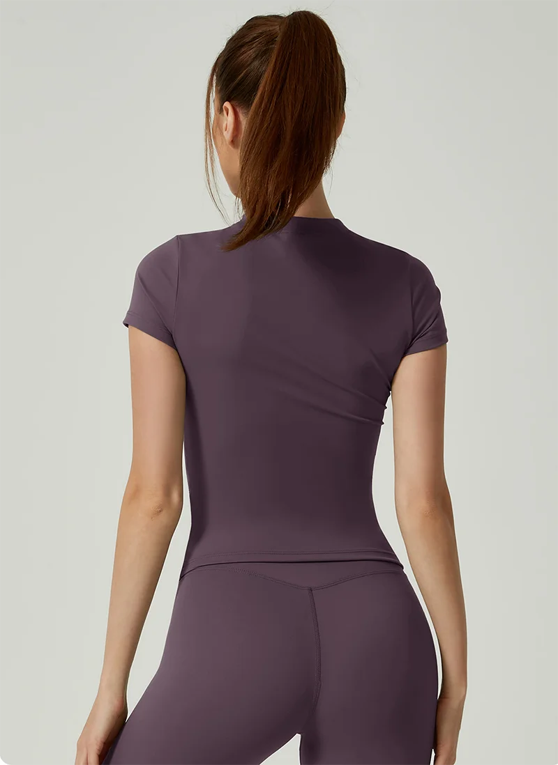 Women's Sports Yoga Set Seamless Knitted Fitness Gym Clothes Sportswear Short Sleeve Crop Top Tracksuits Gym Short Leggings