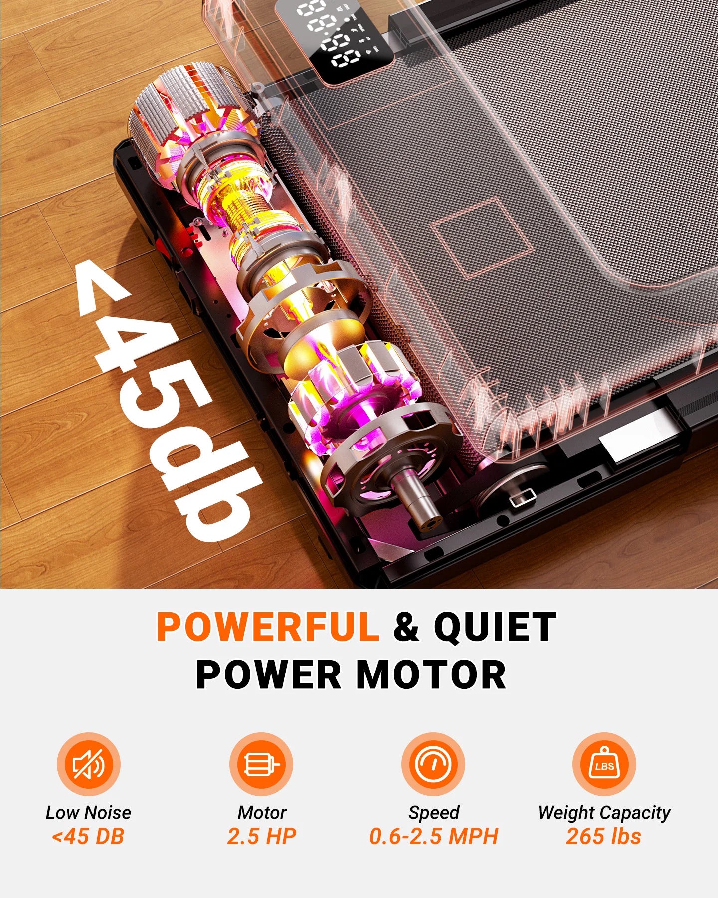 Walking Pad Under Desk Treadmill 2 in 1 Portable Treadmill with Remote Control LED Display 2.5HP Walkingpad for Home&Office