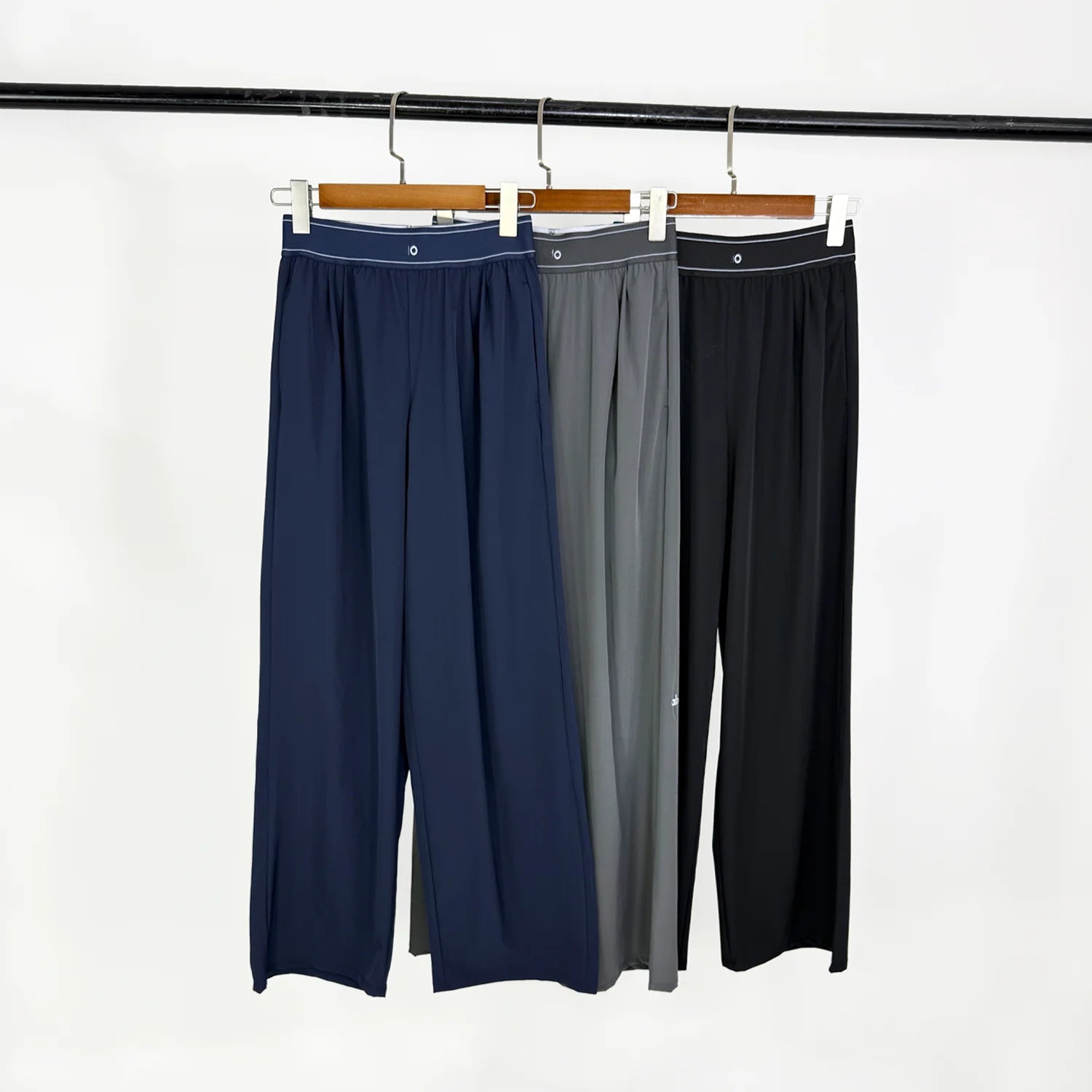 Summer Thin Qui Dry Breathable Loose Casual Pants Women's Slimming High Waist Elastic Waist Polyester Fiber Casual Trousers